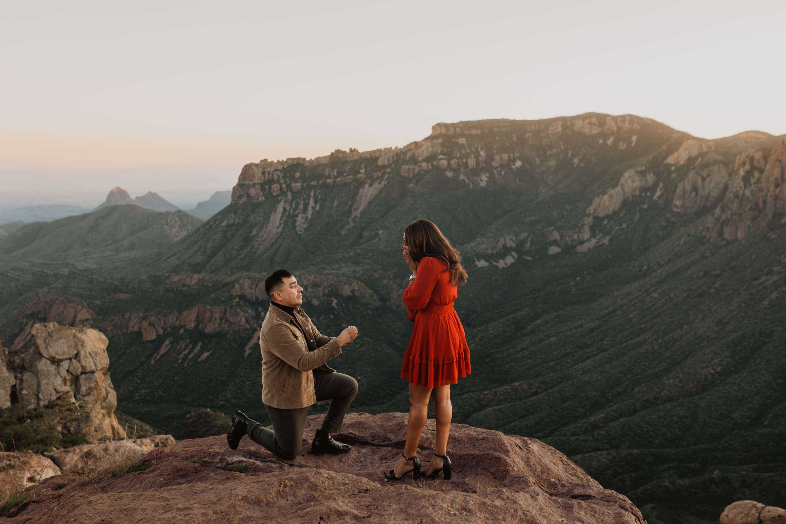 couple getting engaged at Big Bend National Park