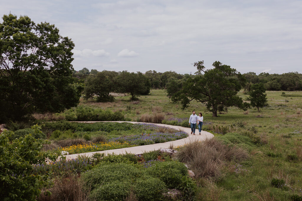 engagement photos at the LBJ Wildflower Center