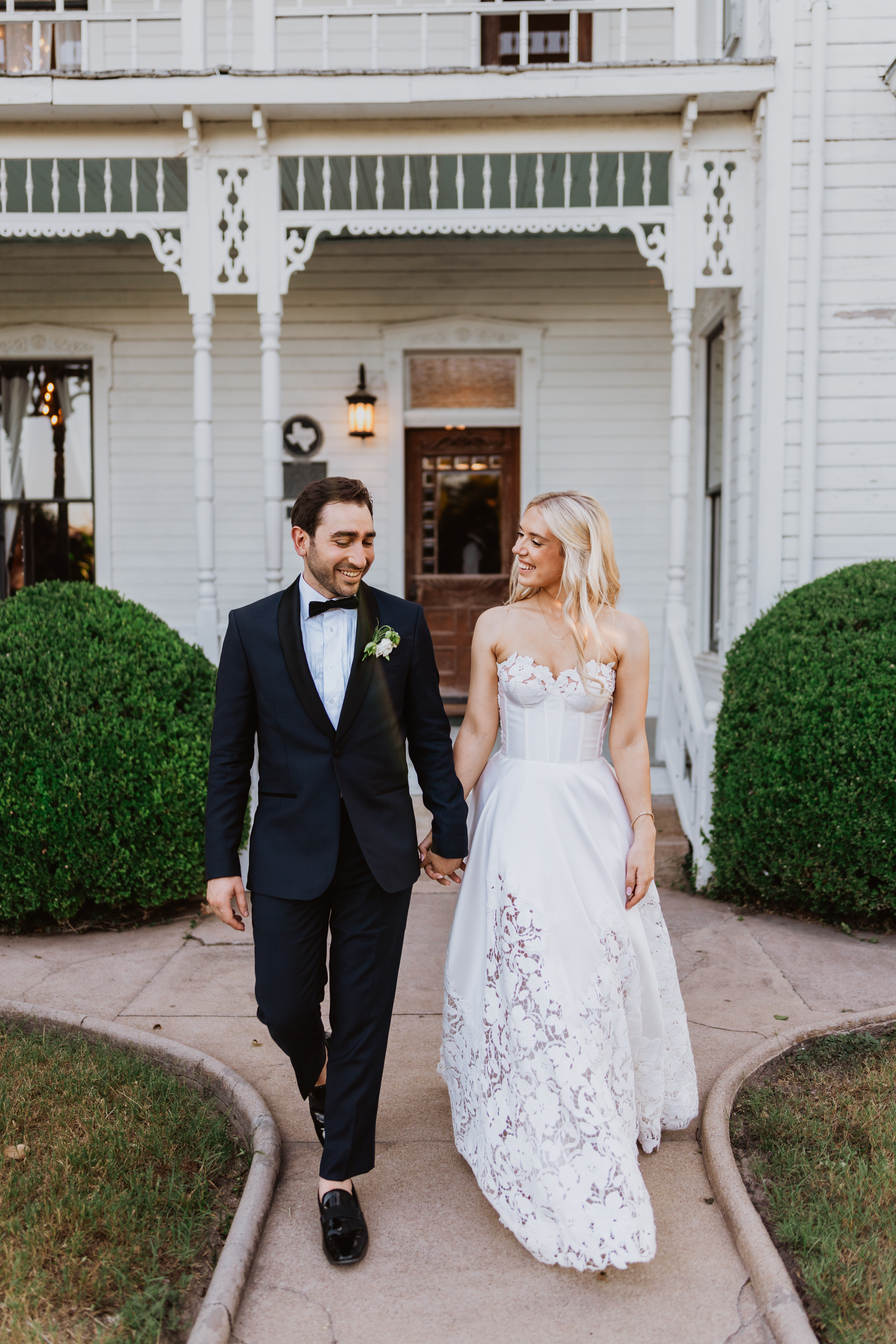 couple portrait taken outside barr mansion wedding