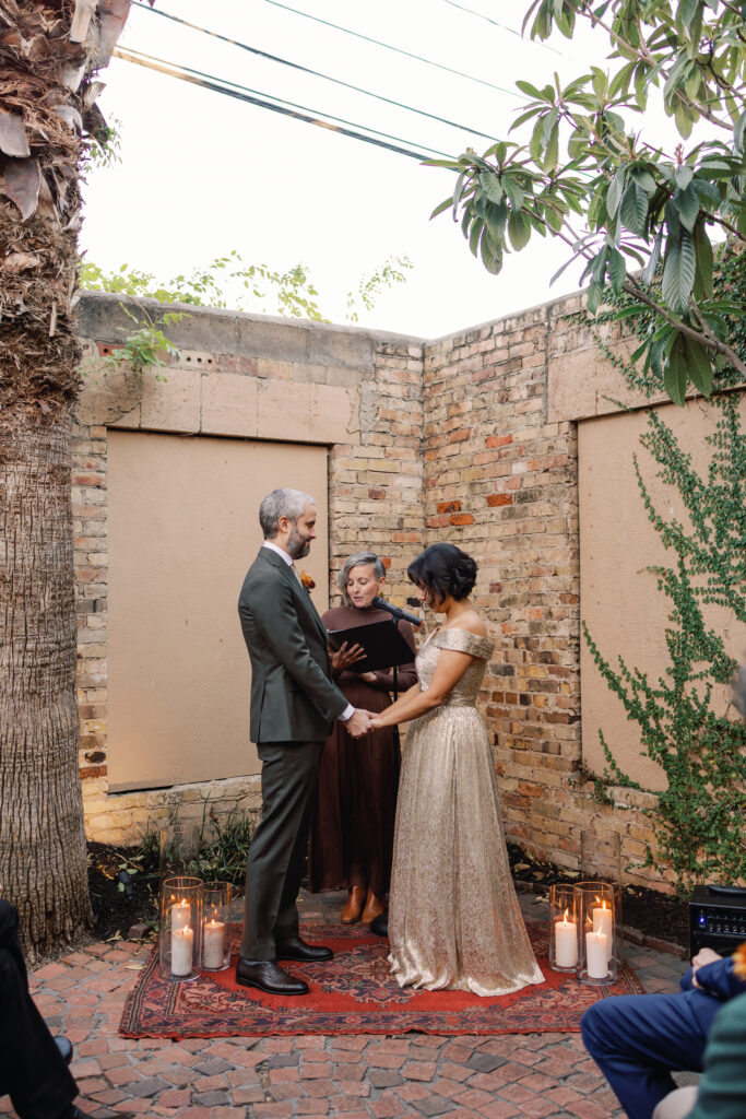 Wedding ceremony at Justine's Secret House