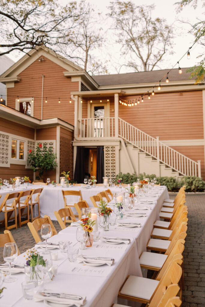 Reception decor at a Justine's Secret House wedding