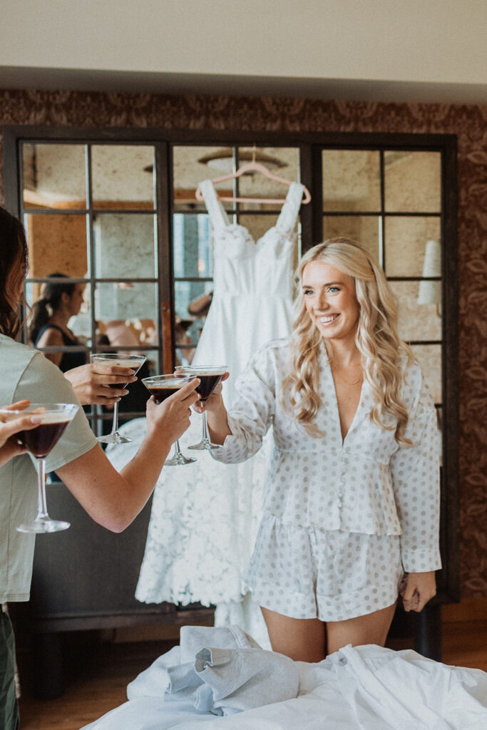 Bride getting ready for her wedding at Prospect Hotel