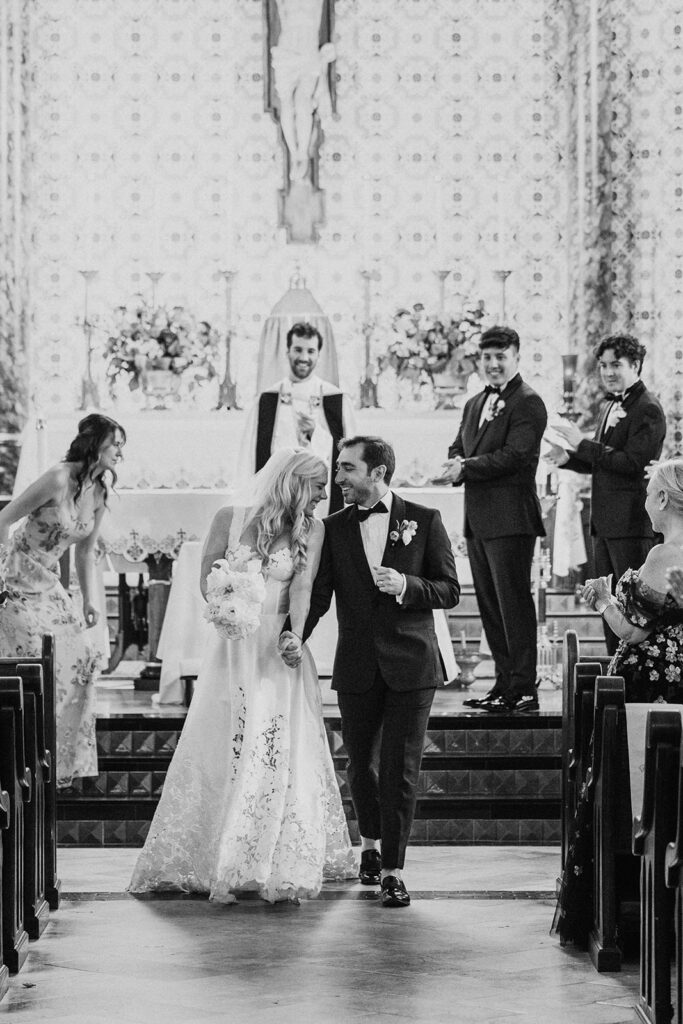Wedding ceremony at Saint Marys Cathedral in downtown Austin