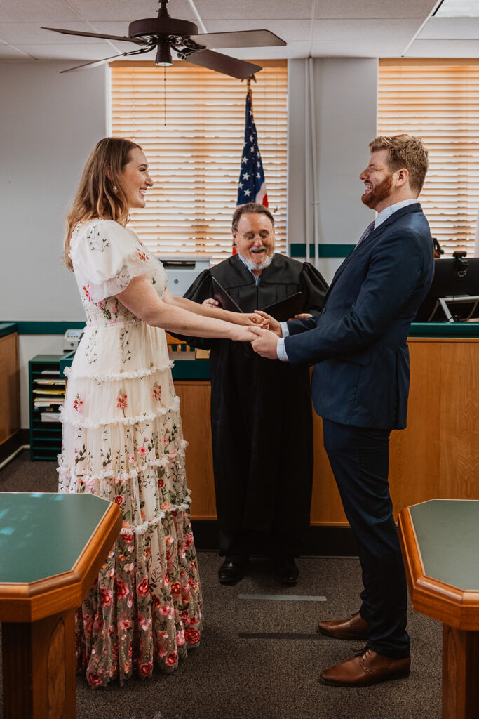 Couple gets married at Travis County Courthouse in Austin, Texas