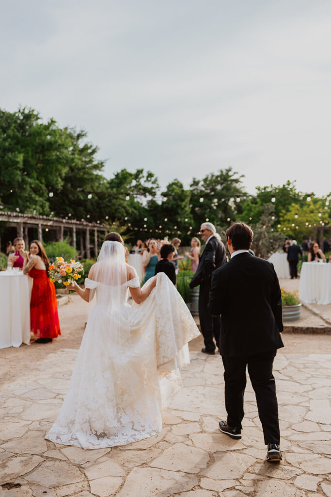 Couple on their wedding day at the LBJ Wildflower Center