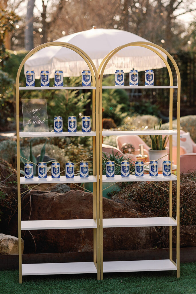 lone star beer decor at a Hummingbird House wedding