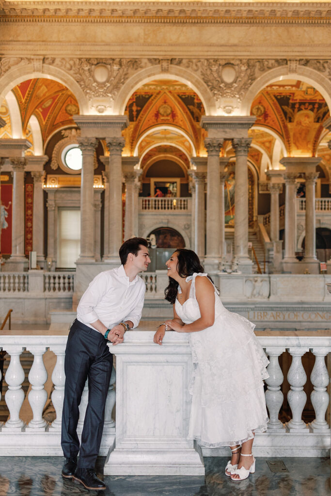 Couple poses for Library of Congress Engagement Photos