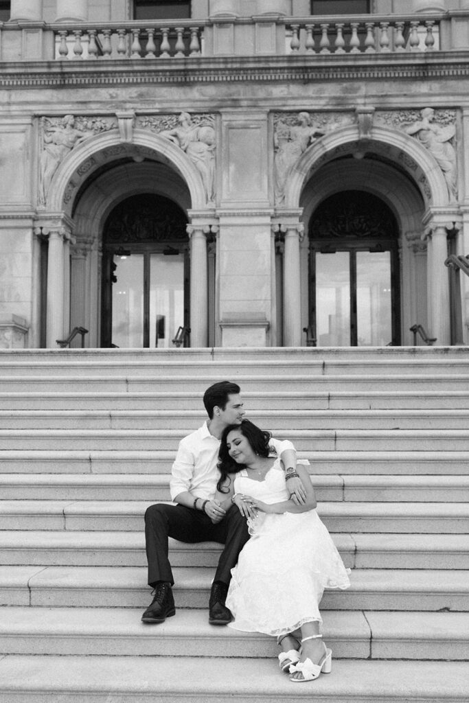 Couple poses for Library of Congress Engagement Photos