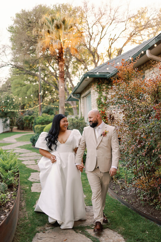 Couple walking at Hummingbird House